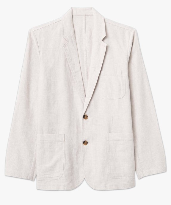 Veste de costume homme en lin mélangé vue4 - GEMO 4G HOMME - GEMO