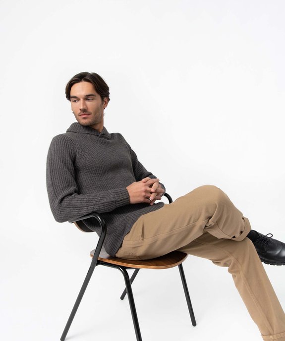Pull homme à col châle contenant de la laine vue1 - GEMO (HOMME) - GEMO