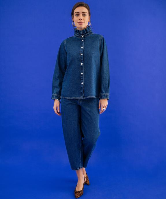 Surchemise en jean à col victorien femme vue5 - GEMO 4G FEMME - GEMO