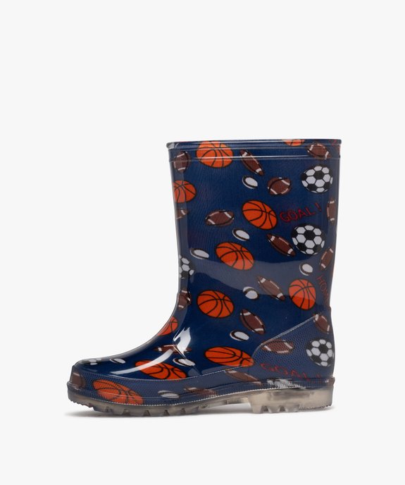 Bottes de pluie garçon motifs sport à semelle crantée transparente vue9 - BUGGY - GEMO