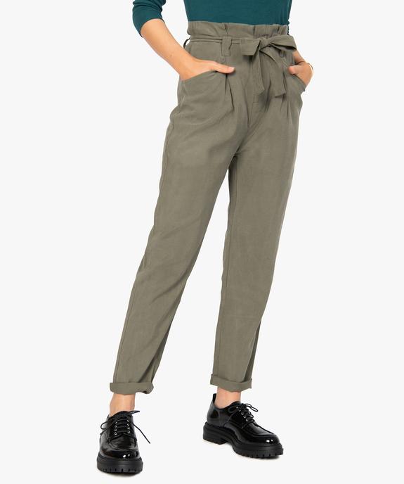 Pantalon femme coupe carotte taille haute vue1 - GEMO(FEMME PAP) - GEMO