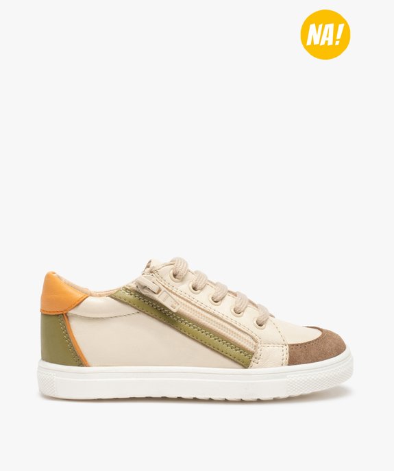 Baskets garçon en cuir fermeture à lacets et zip – NA! vue1 - NA! - GEMO
