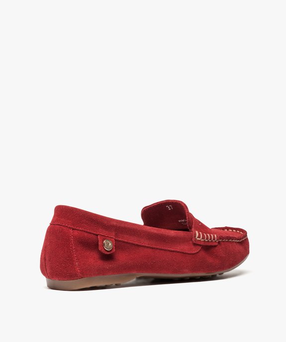 Mocassins femme en cuir uni et semelle à picots vue4 - GEMO (CASUAL) - GEMO