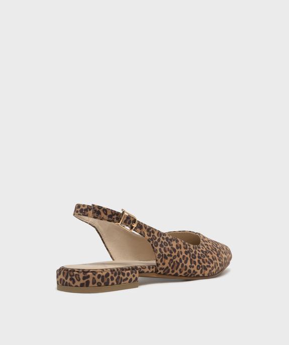 Escarpins slingback à motif léopard et talon plat femme - Follow Me vue4 - FOLLOW ME - GEMO
