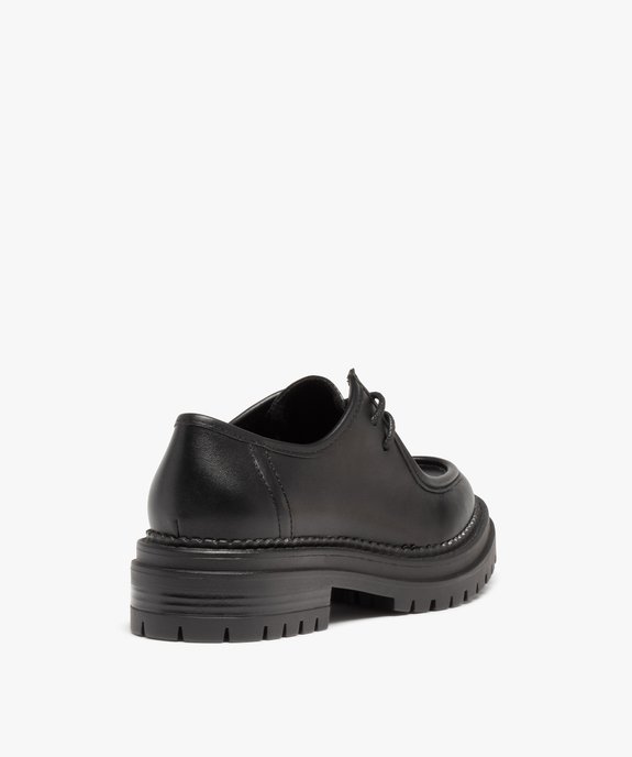 Derbies femme unis à lacets et semelle crantée vue4 - GEMO (CASUAL) - GEMO