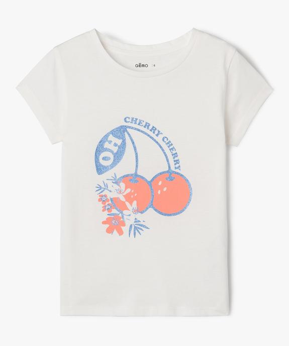 Tee-shirt fille à manches courtes avec motif vue1 - GEMO (ENFANT) - GEMO