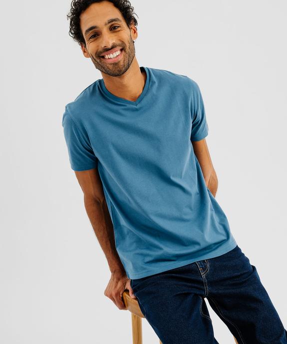 Tee-shirt à manches courtes et col V homme vue1 - GEMO 4G HOMME - GEMO