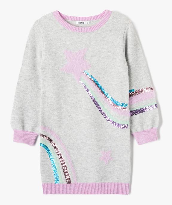 Robe en maille pailletée avec motifs en sequins fille vue1 - GEMO (ENFANT) - GEMO