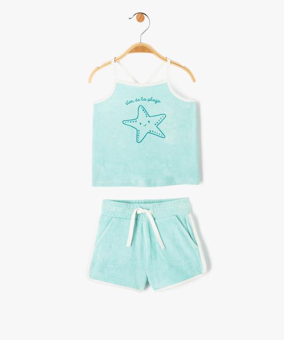 Ensemble bébé fille 2 pièces : short + débardeur en éponge vue1 - GEMO(BEBE DEBT) - GEMO