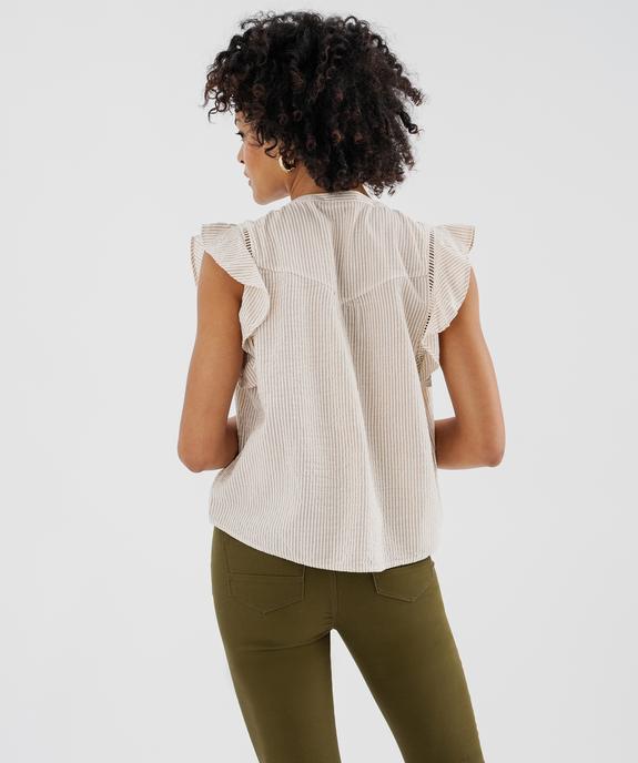 Blouse manches courtes à rayures en gaze de coton femme vue3 - GEMO(FEMME PAP) - GEMO