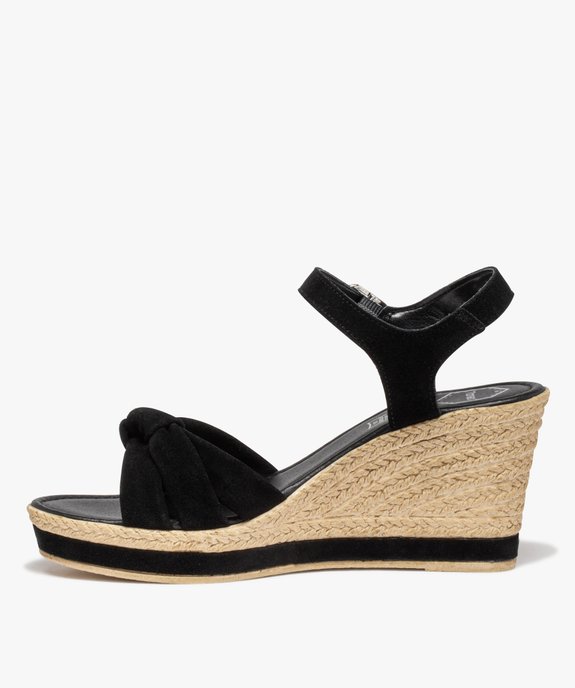 Sandales femme compensées dessus cuir suédé - Tanéo vue3 - TANEO - GEMO