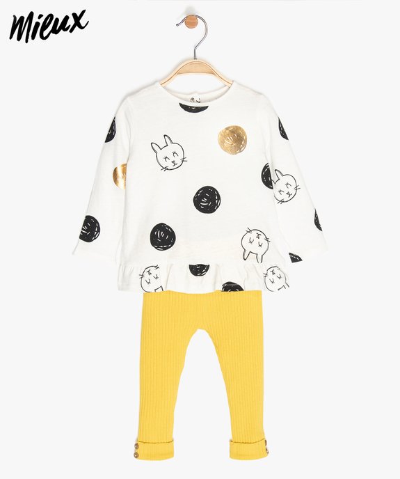 Ensemble bébé fille 2 pièces : tunique et legging en coton bio vue1 - GEMO 4G BEBE - GEMO