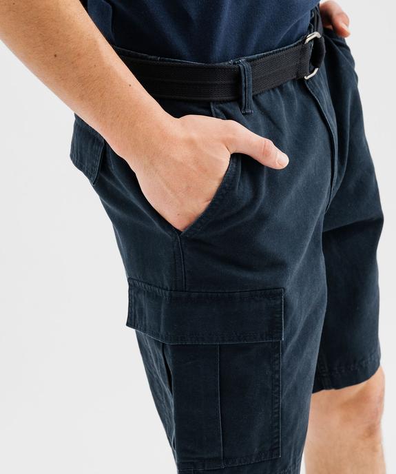 Bermuda cargo en toile de coton lavée avec ceinture homme vue2 - GEMO (HOMME) - GEMO