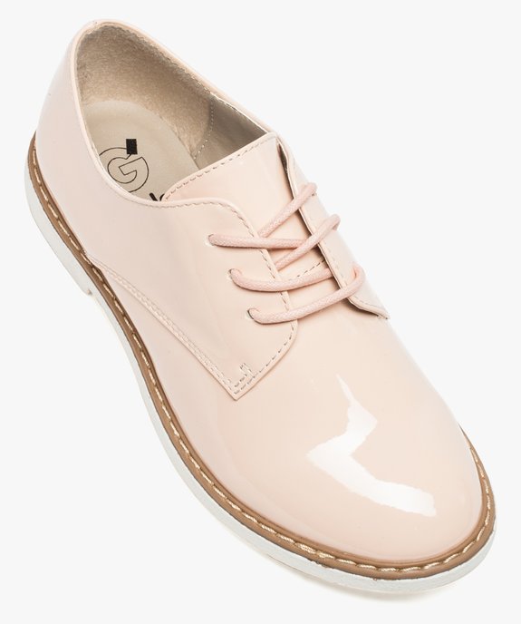 Derbies fille vernis a semelle blanche