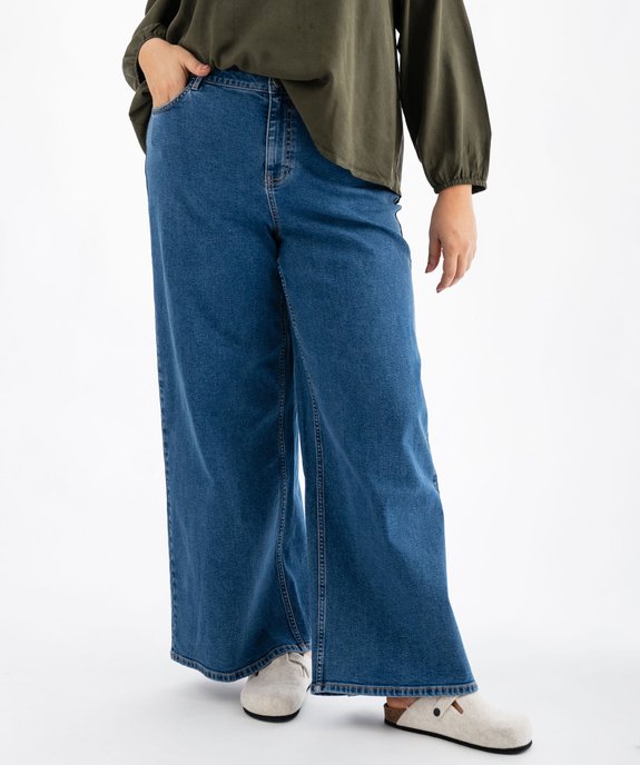 Jean wide leg en coton stretch femme grande taille vue2 - GEMO (G TAILLE) - GEMO