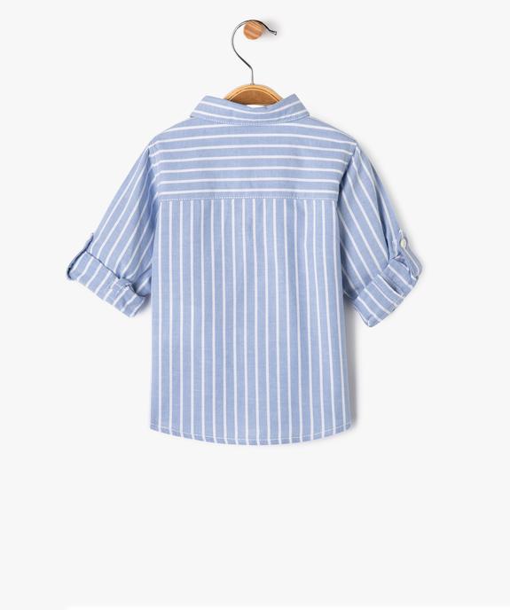 Chemise rayée en coton bébé garçon manches retroussables - LuluCastagnette vue3 - LULUCASTAGNETTE - GEMO