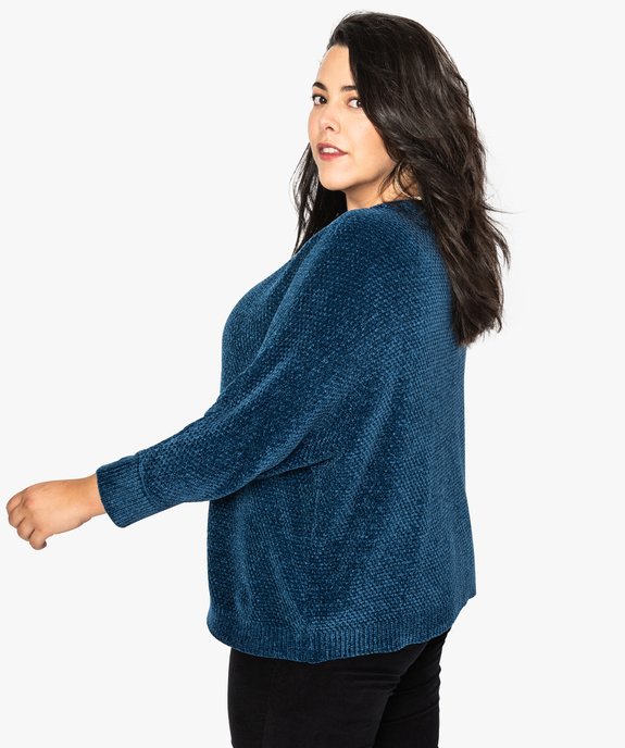 Pull femme en maille chenille à col V vue3 - GEMO (G TAILLE) - GEMO