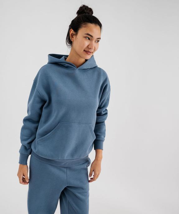Sweat à capuche en molleton uni femme vue2 - GEMO 4G FEMME - GEMO