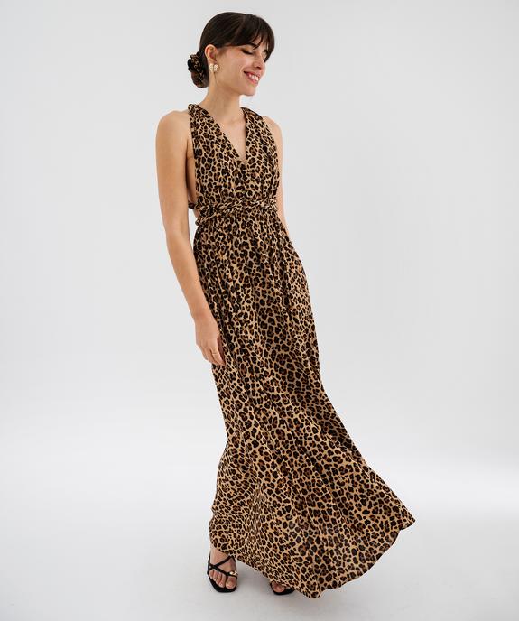 Robe longue dos-nu multi-look en viscose femme vue2 - GEMO(FEMME PAP) - GEMO