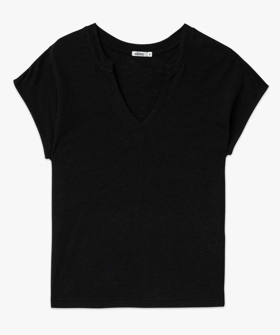 Tee-shirt à manches courtes en lin femme vue4 - GEMO 4G FEMME - GEMO