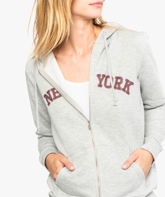 Sweat femme zippé à capuche et motif vue2 - FOLLOW ME - GEMO
