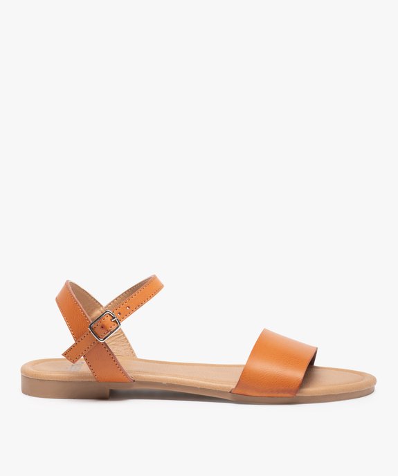 Nu-pieds femme unis à talon plat et bride large vue1 - GEMO (CASUAL) - GEMO