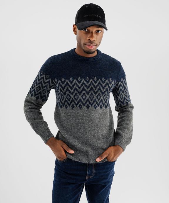 Pull à col rond à motif jacquard homme vue1 - GEMO (HOMME) - GEMO