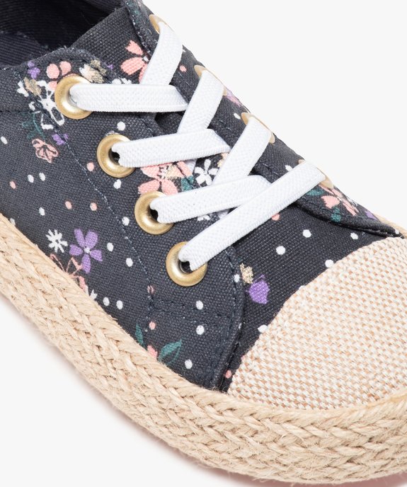Baskets fille en toile à lacets élastiques et semelle cordelette vue6 - GEMO 4G FILLE - GEMO