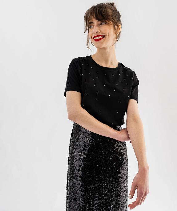 Tee-shirt manches courtes avec studs femme vue2 - GEMO(FEMME PAP) - GEMO