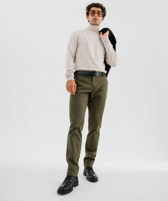 Pantalon chino en coton stretch avec ceinture tressée homme vue1 - GEMO 4G HOMME - GEMO