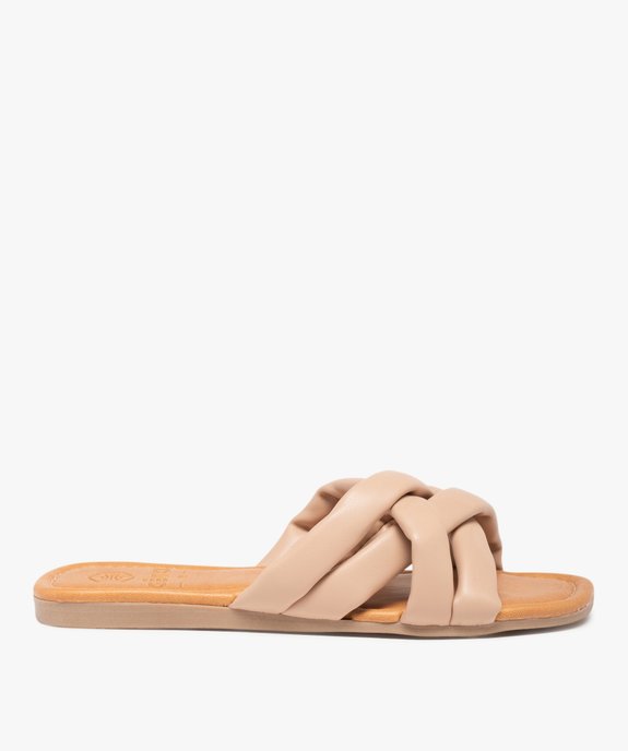 Mules femme à talon plat et brides unies rembourrées vue1 - GEMO (CASUAL) - GEMO