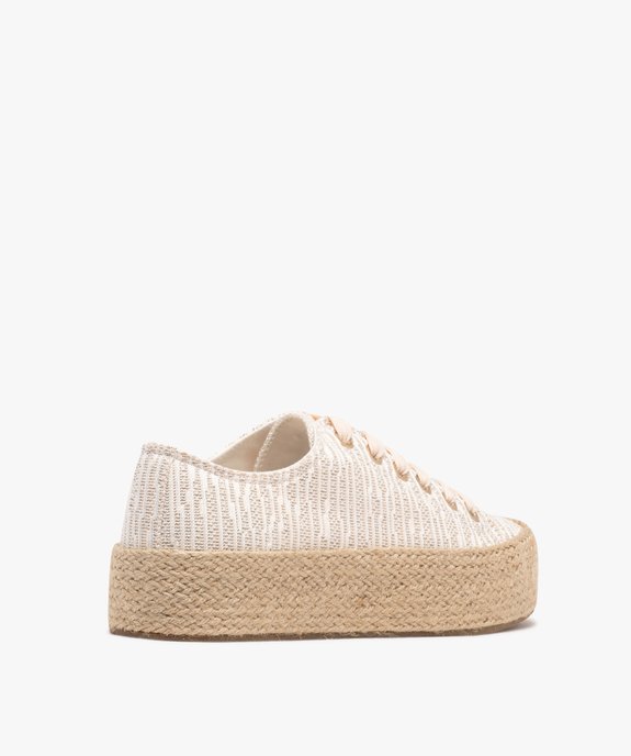 Baskets en toile pailletées avec semelle plateforme en corde femme vue5 - FOLLOW ME G4G - GEMO