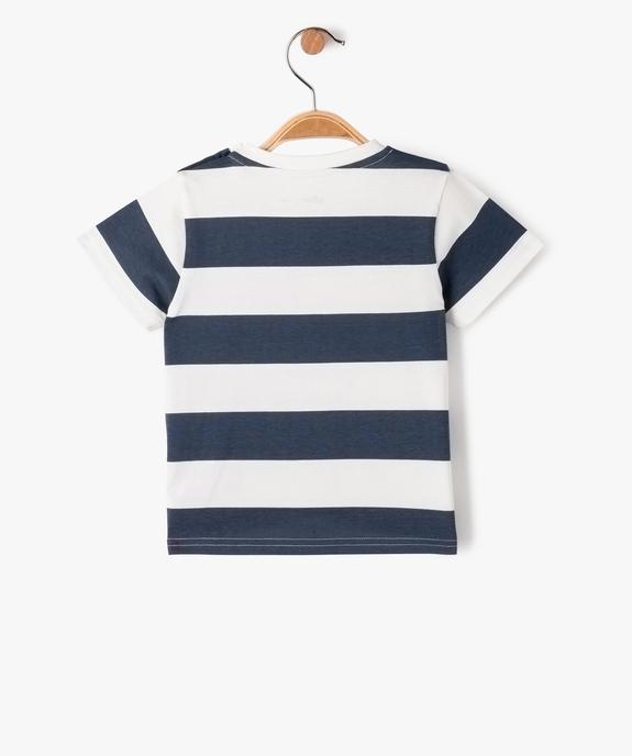 Tee-shirt manches courtes à rayures et message bébé garçon vue3 - GEMO(BEBE DEBT) - GEMO