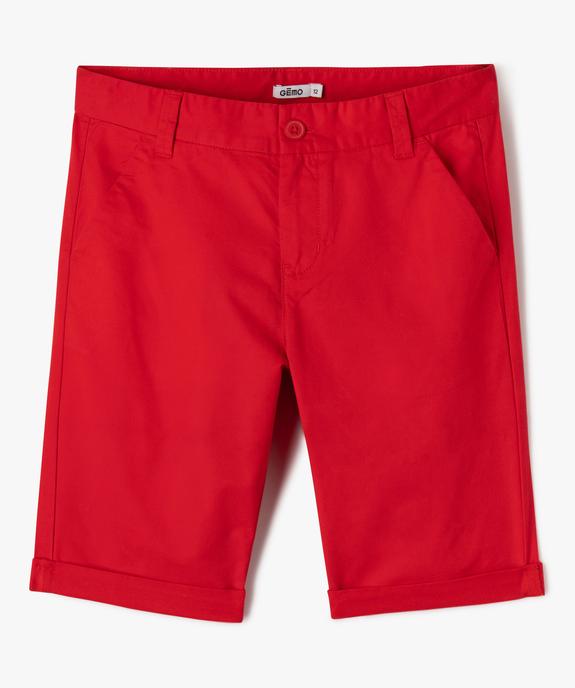 Bermuda en toile avec revers cousus garçon vue1 - GEMO (JUNIOR) - GEMO