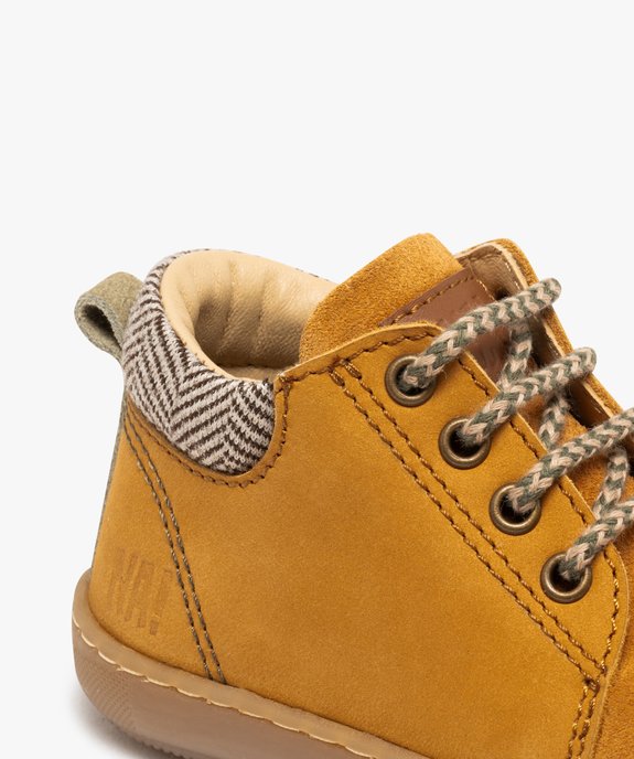 Chaussures premiers pas bébé garçon en cuir avec col moussé à motif - NA! vue7 - NA! - GEMO