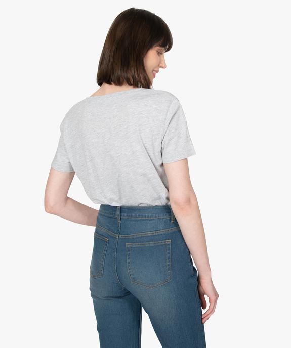 Tee-shirt femme à col V et manches courtes vue3 - GEMO(FEMME PAP) - GEMO