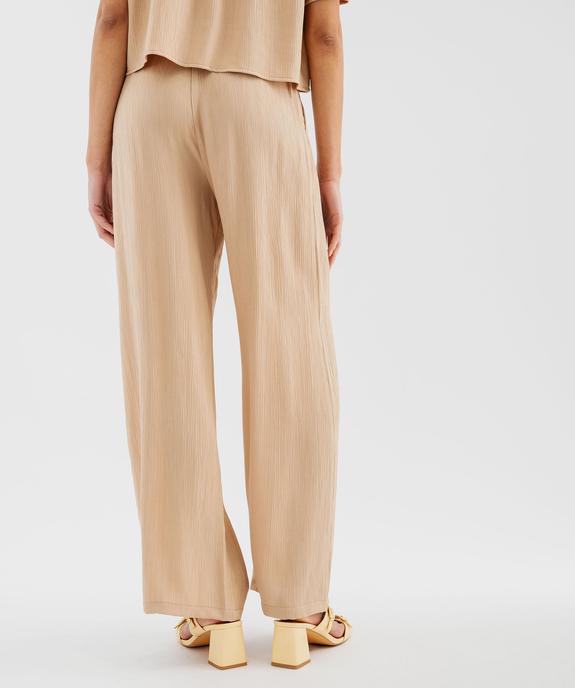 Pantalon large et fluide en viscose froissée femme vue3 - GEMO 4G FEMME - GEMO