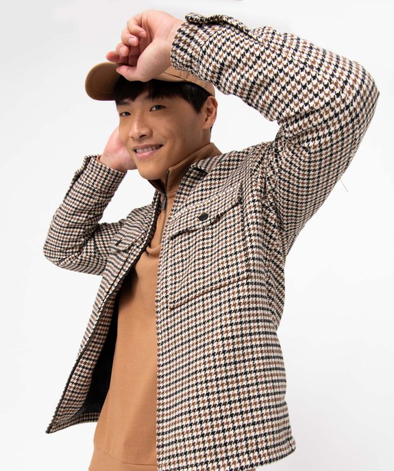 Veste homme zippée à motif pied de coq vue5 - GEMO (HOMME) - GEMO