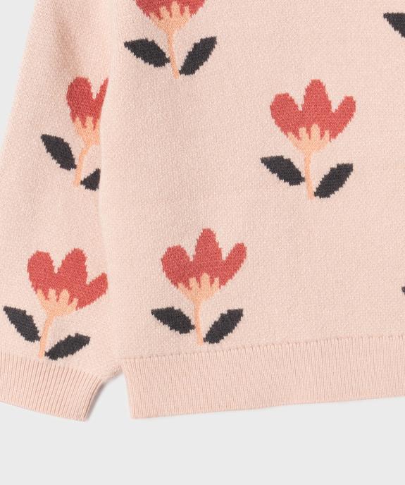 Pull en maille épaisse à motifs fleuris bébé fille vue2 - GEMO(BEBE DEBT) - GEMO