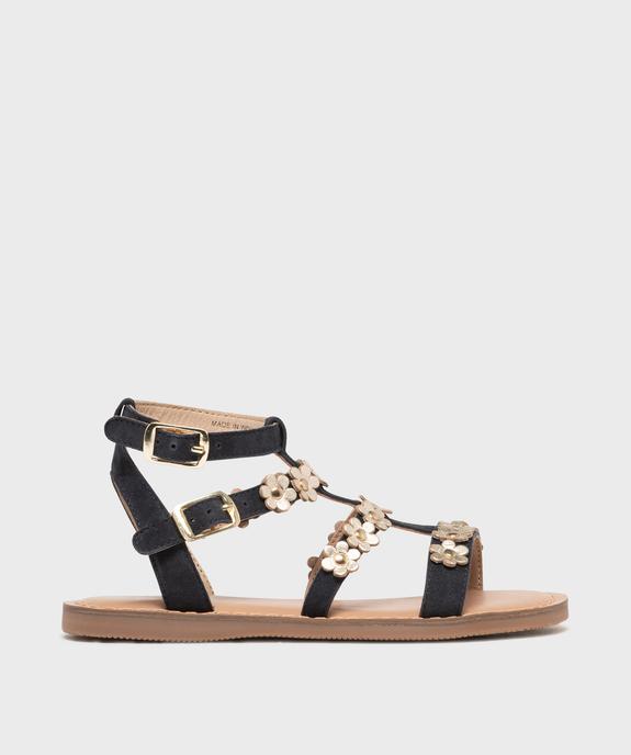 Sandales spartiates en cuir suédé et fleurs dorées fille - Lovely Wings vue1 - LOVELY WINGS GEMO FOR GOOD - GEMO