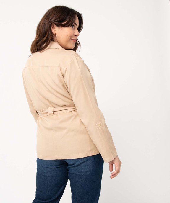Veste femme grande taille coupe saharienne en Lyocell vue3 - GEMO 4G GT - GEMO