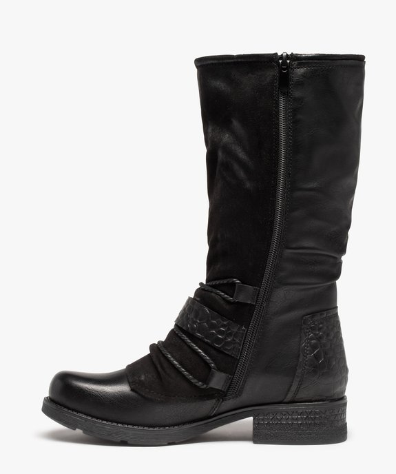Bottes femme unies style motard à brides fantaisie vue3 - GEMO (CASUAL) - GEMO