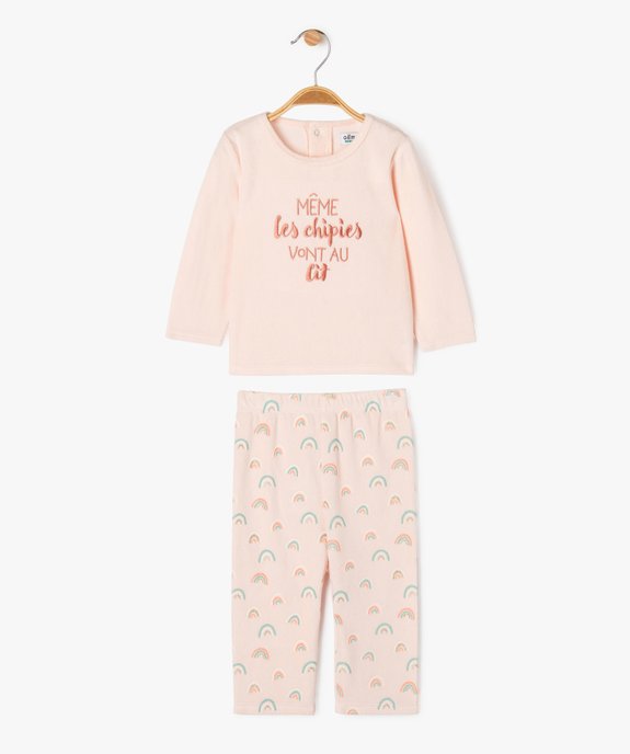 Pyjama en velours 2 pièces bébé fille vue1 - GEMO 4G BEBE - GEMO