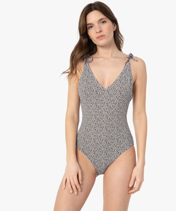 Maillot de bain femme une pièce à motifs tachetés vue1 - GEMO (PLAGE) - GEMO