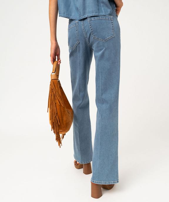 Jean flare taille haute en denim extensible femme vue3 - GEMO(FEMME PAP) - GEMO