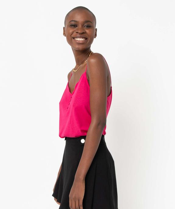 Débardeur femme avec décolleté en V et petits boutons vue1 - GEMO 4G FEMME - GEMO