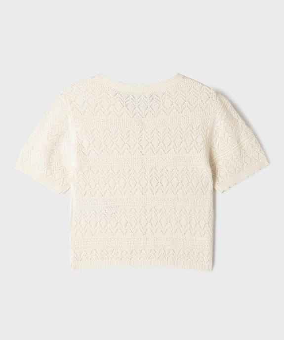 Gilet manches courtes en maille ajourée fille - LuluCastagnette vue4 - LULUCASTAGNETTE - GEMO