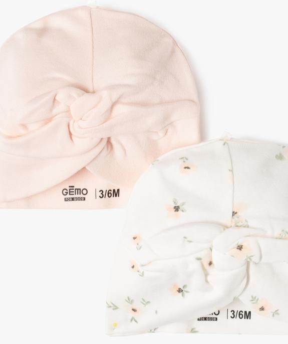 Bonnet naissance en jersey effet noué (lot de 2) vue2 - GEMO 4G BEBE - GEMO