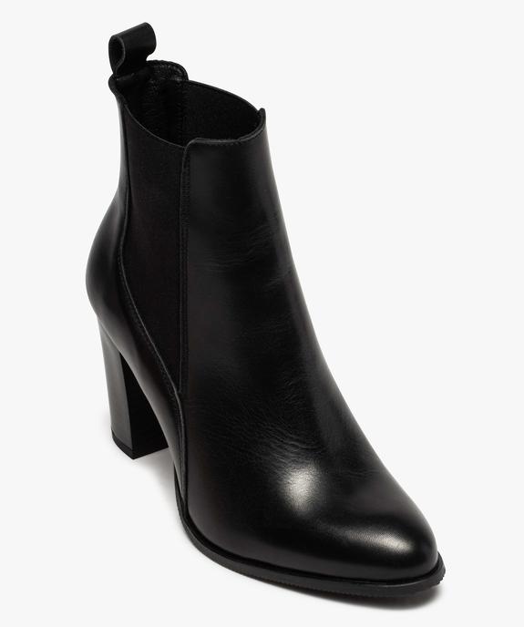 Boots femme à talon dessus style chelsea en cuir uni vue5 - GEMO(URBAIN) - GEMO