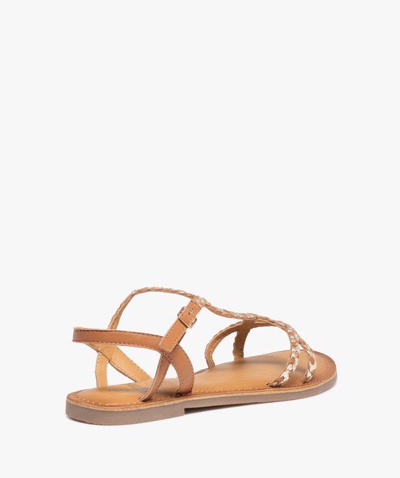 Sandales femme à talon plat et brides tressées en cuir vue4 - GEMO (CASUAL) - GEMO